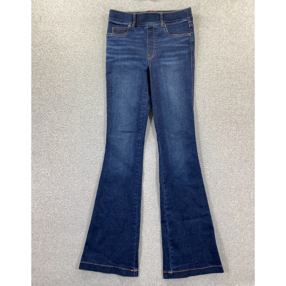 Spanx Women's Small Flare‎ Dark Wash Denim Stretch Pull-On Jeans (Fits 28x33.5)